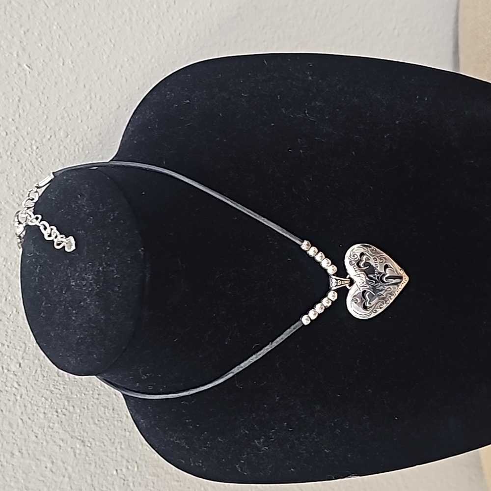 Brighton Large Heart Leather Strap Necklace